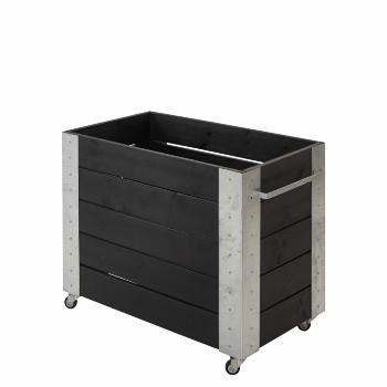 Cubic blomsterkasse m/hjul - 87×50×70 cm - svart